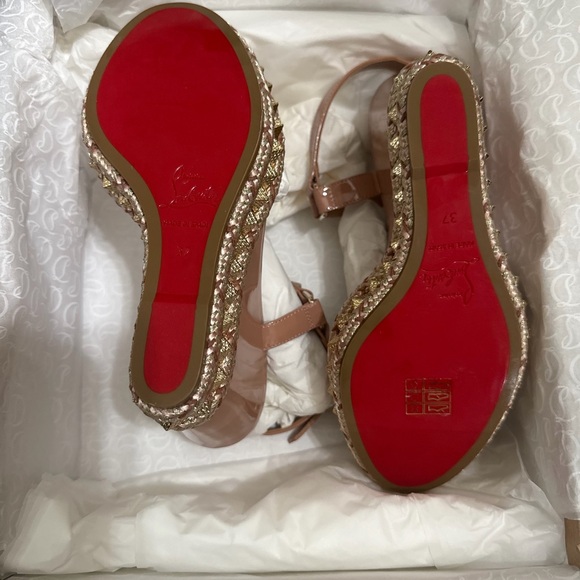 Christian Louboutin Blush Wedge Sandals - Picture 2 of 3